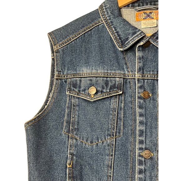 Orbit X Women's Size 12/14 Denim Vest Button-up Dragon Embroidery 100% Cotton - Picture 9 of 16